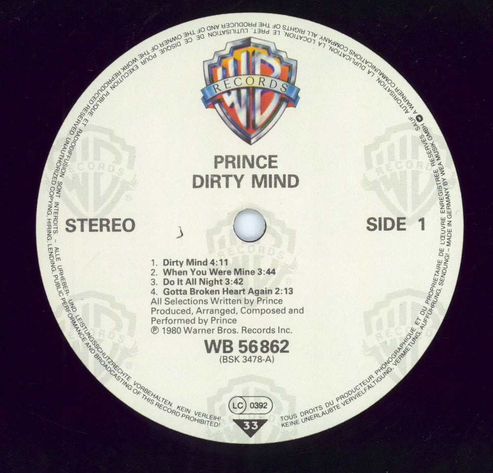 Prince Dirty Mind + Inner & insert German vinyl LP album (LP record) PRILPDI774692