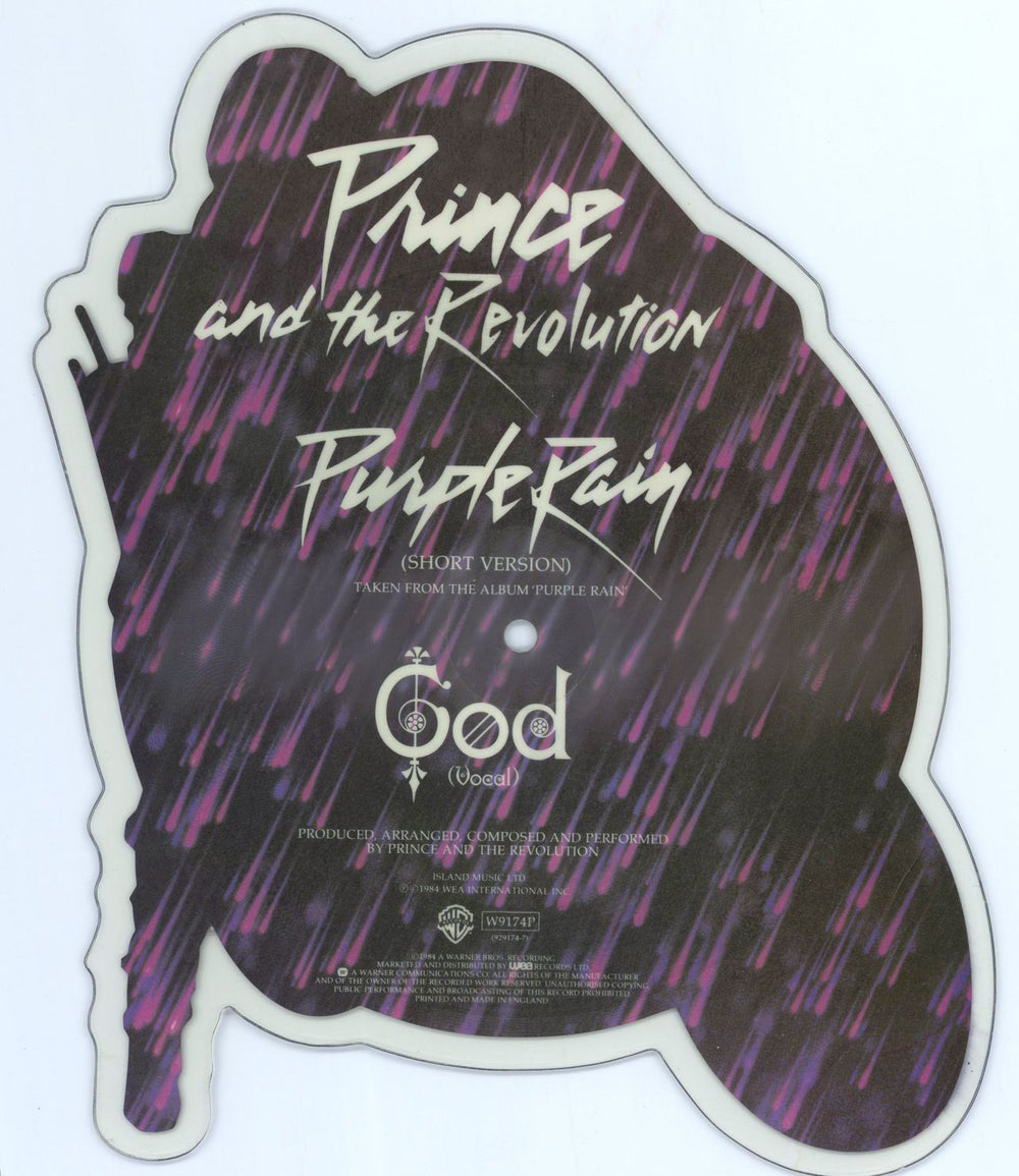 Prince Purple Rain UK shaped picture disc (picture disc vinyl record)