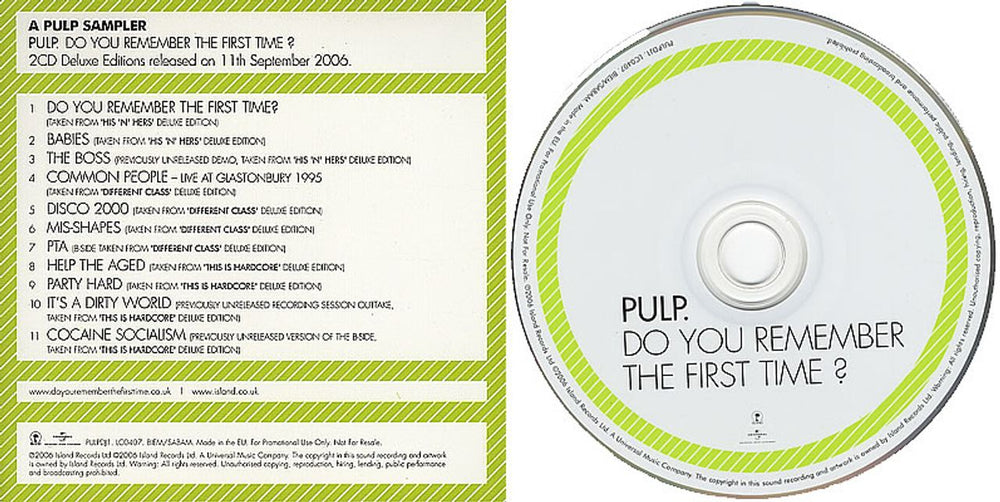 Pulp Do You Remember The First Time? UK Promo CD album (CDLP) PULCDDO374028