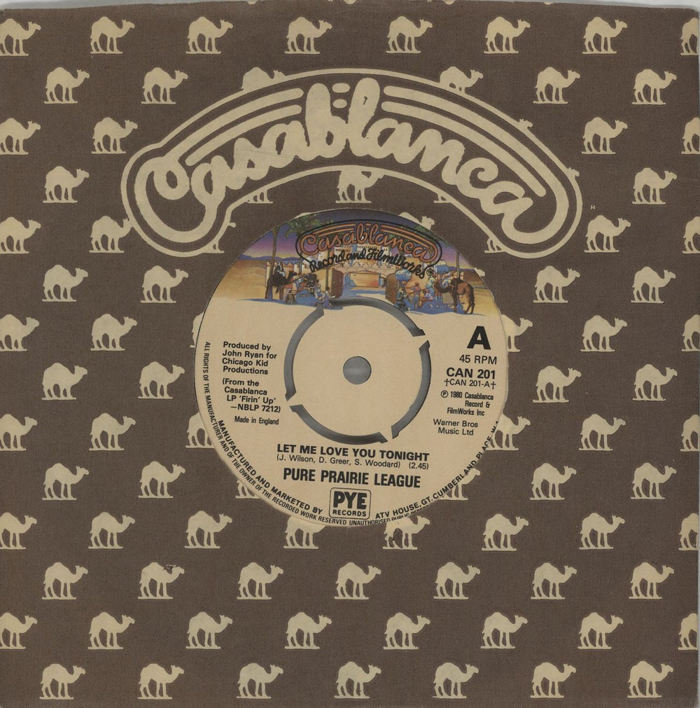 Pure Prairie League Let Me Love You Tonight UK 7" vinyl single (7 inch record / 45) CAN201