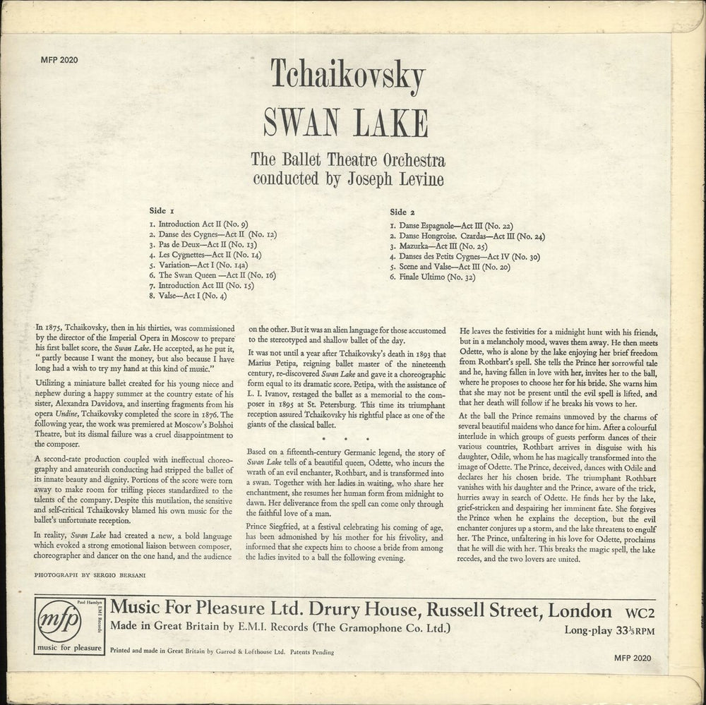 Pyotr Ilyich Tchaikovsky Selections From Swan Lake UK vinyl LP album (LP record) T3NLPSE708843