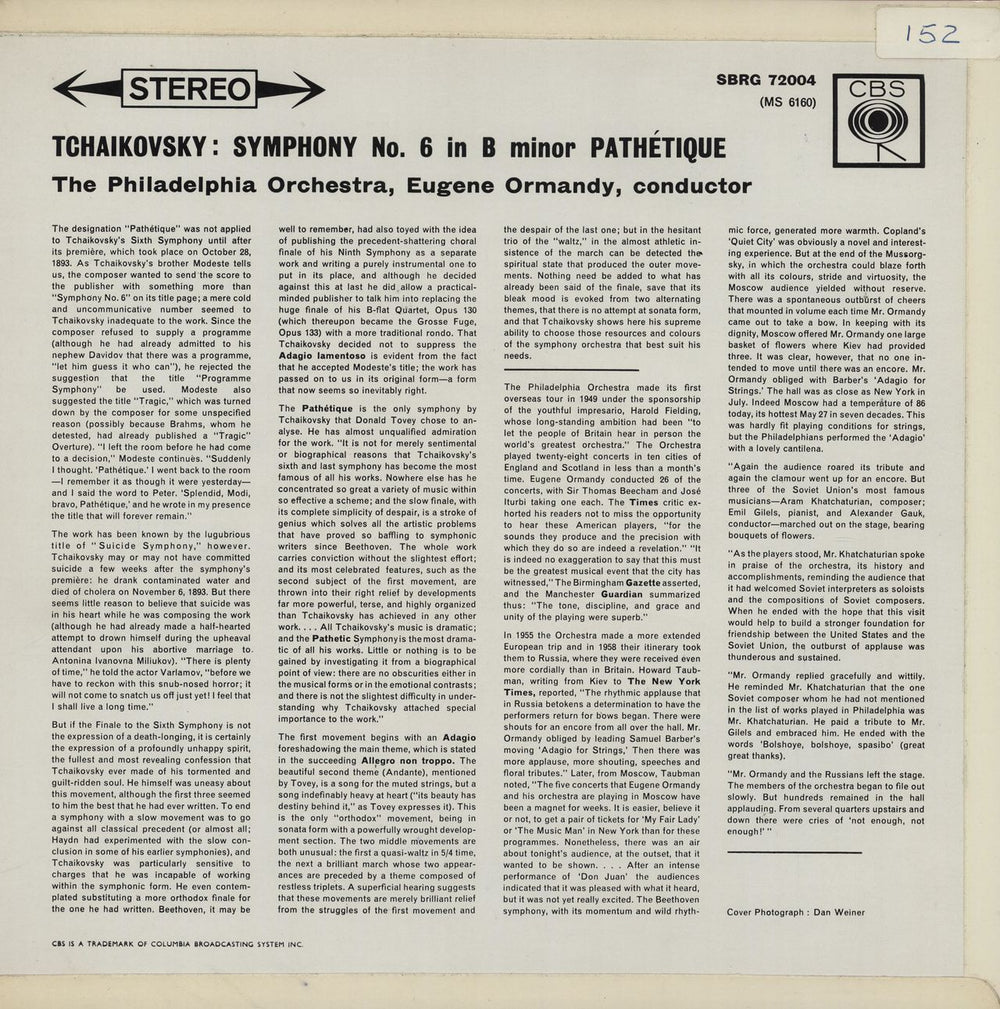 Pyotr Ilyich Tchaikovsky Symphony No. 6 In B Minor ("Pathetique") UK vinyl LP album (LP record)