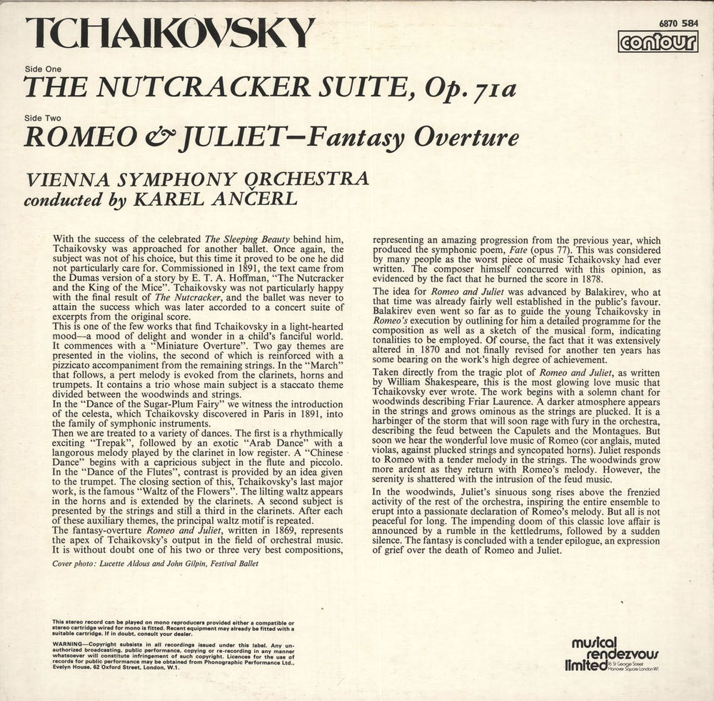 Pyotr Ilyich Tchaikovsky The Nutcracker Suite / Romeo & Juliet Fantasy Overture UK vinyl LP album (LP record)