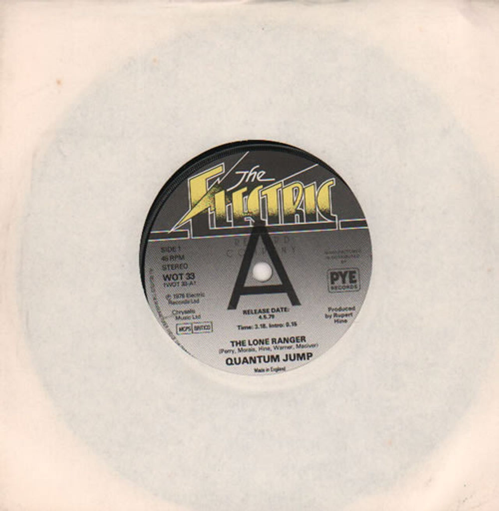 Quantum Jump The Lone Ranger - A Label UK Promo 7" vinyl single (7 inch record / 45) WOT33