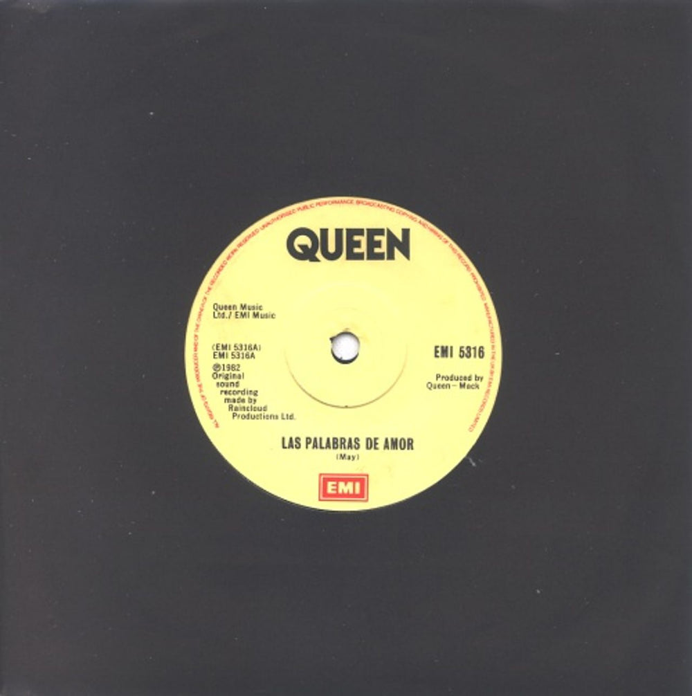 Queen Las Palabras De Amor - Solid UK 7" vinyl single (7 inch record / 45) EMI5316