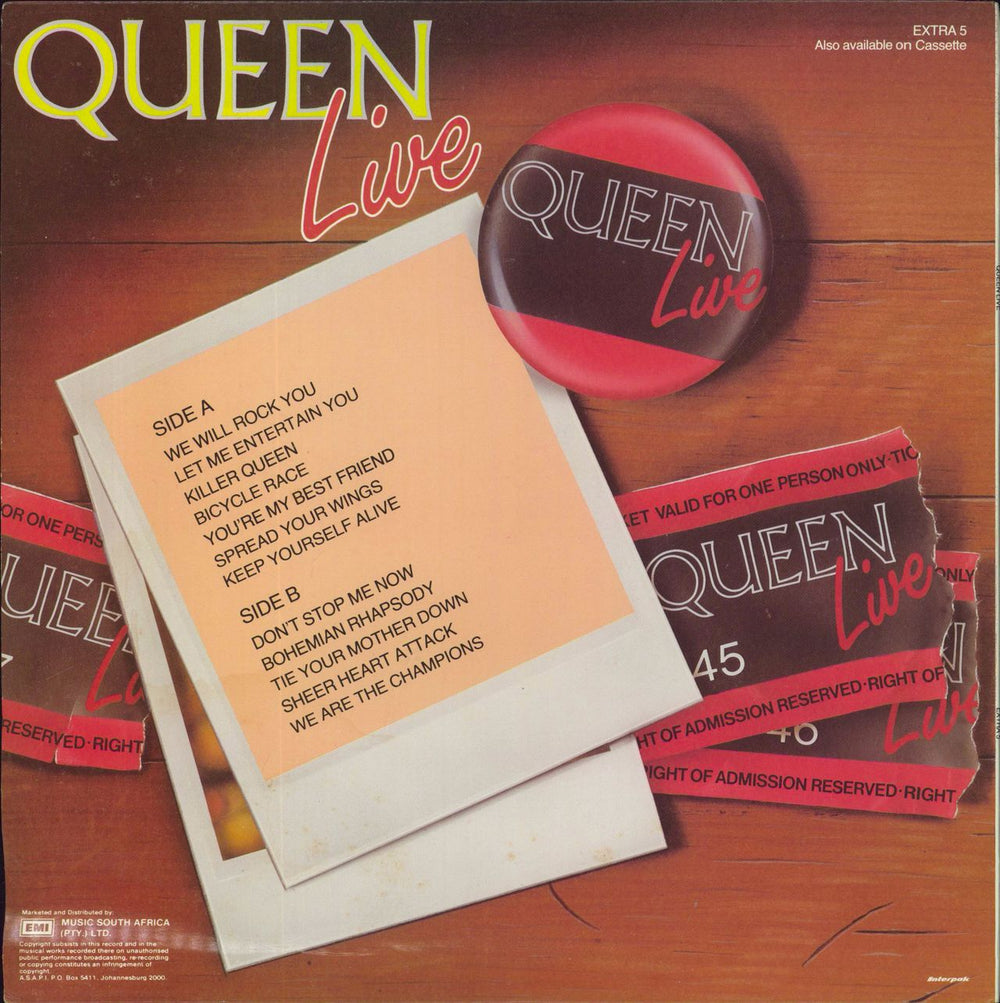 Queen Queen Live South African vinyl LP album (LP record)