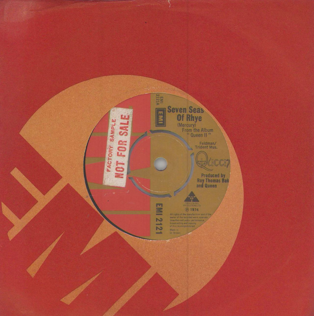 Queen Seven Seas Of Rhye - Sample Stickered UK Promo 7" vinyl single (7 inch record / 45) EMI2121