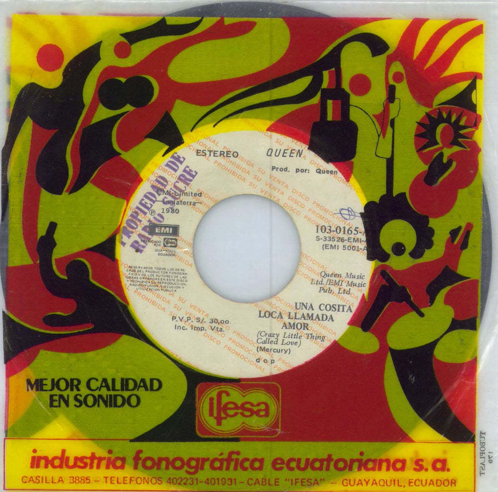 Queen Una Cosita Loca Llamada Amor Ecuador Promo 7" vinyl single (7 inch record / 45) 103-0165