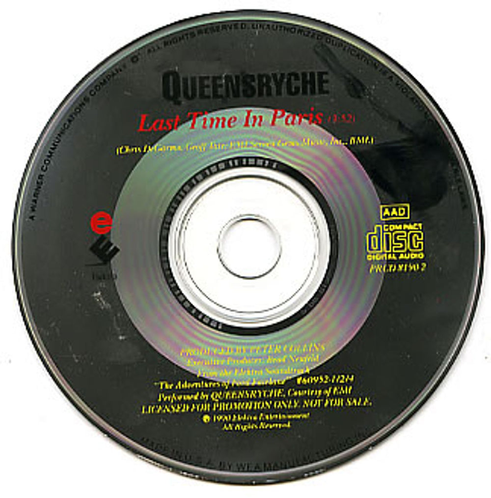 Queensryche Last Time In Paris US Promo CD single (CD5 / 5") PRCD8190-2