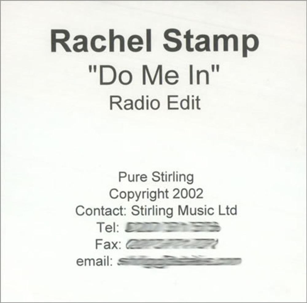 Rachel Stamp Do Me In UK Promo CD-R acetate CD-R ACETATE