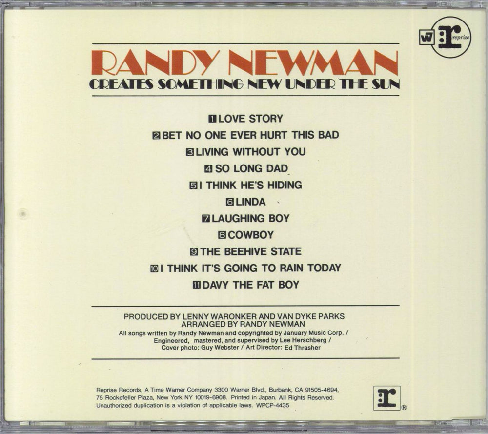 Randy Newman Randy Newman Japanese CD album (CDLP)