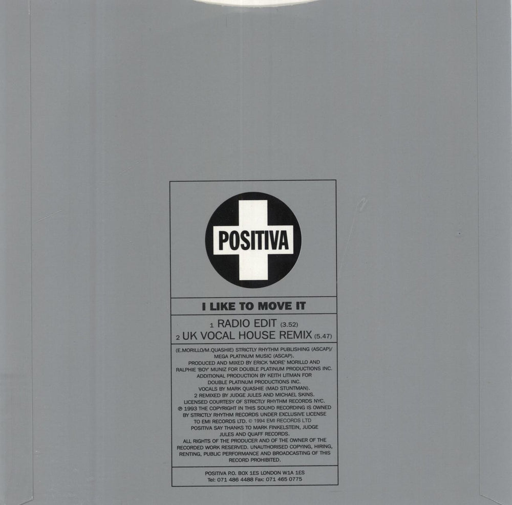 Reel 2 Real I Like To Move It UK 7" vinyl single (7 inch record / 45) 724388117173