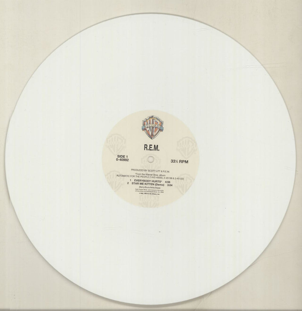 REM Everybody Hurts - White Vinyl US 12" vinyl single (12 inch record / Maxi-single) REM12EV107178