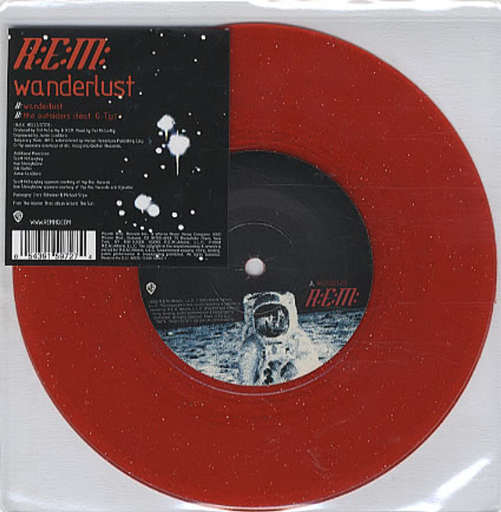 REM Wanderlust - Red Glitter Vinyl UK 7" vinyl single (7 inch record / 45) W676