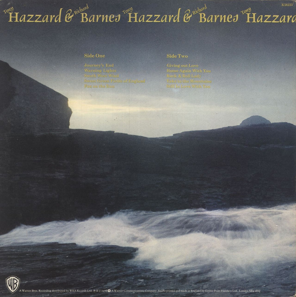 Richard Barnes Tony Hazzard And Richard Barnes UK vinyl LP album (LP record)