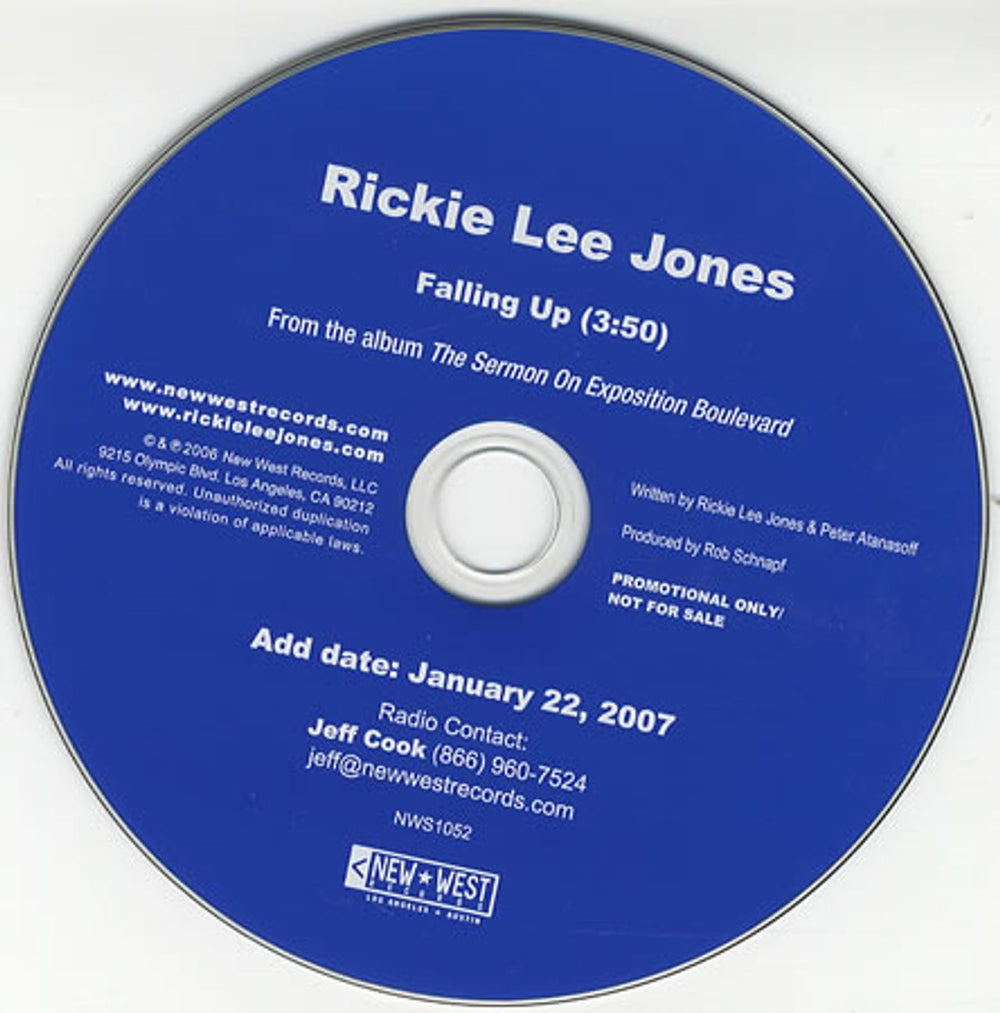 Rickie Lee Jones Falling Up US Promo CD single (CD5 / 5") NWS1052