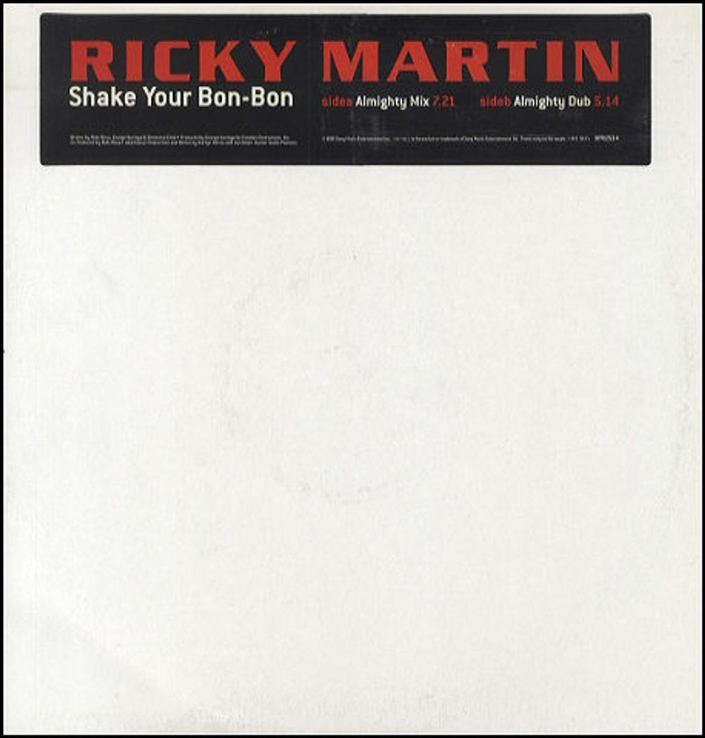 Ricky Martin Shake Your Bon-bon UK Promo 12" vinyl single (12 inch record / Maxi-single) XPR2534