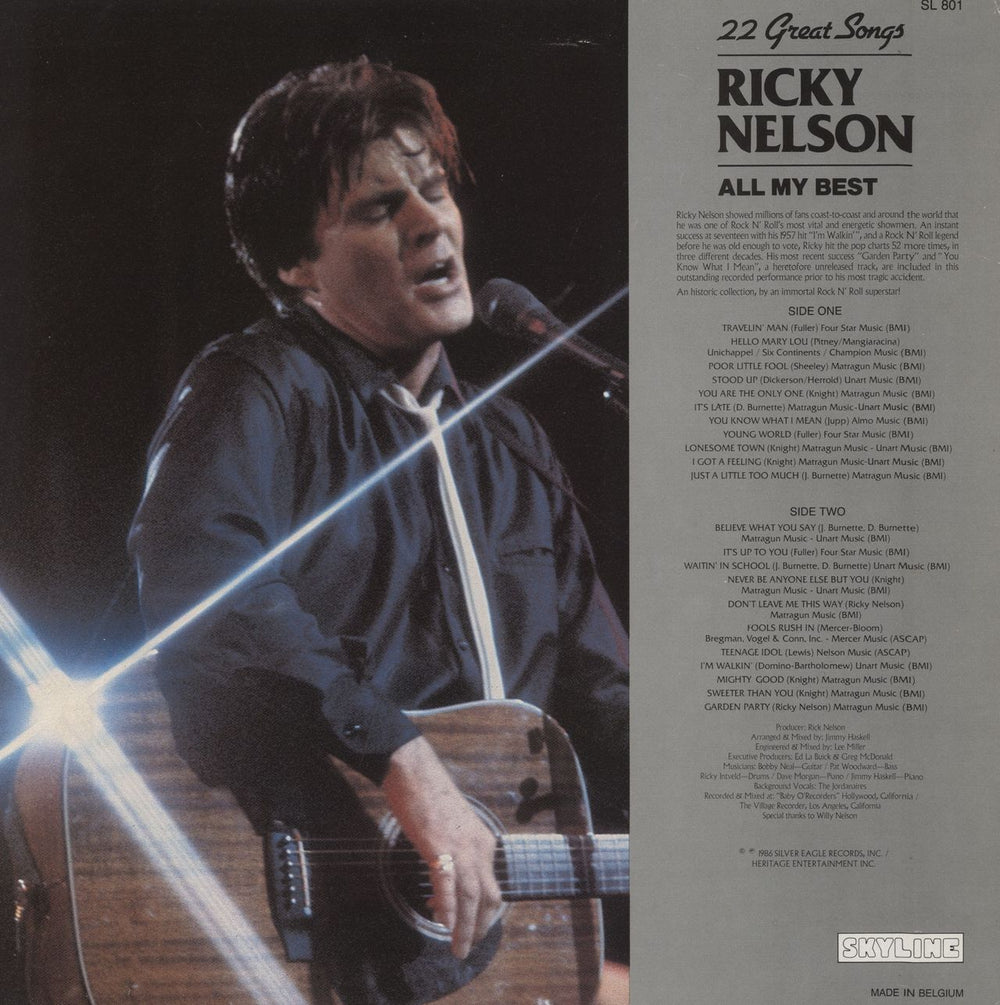 Ricky Nelson All My Best Belgian vinyl LP album (LP record)