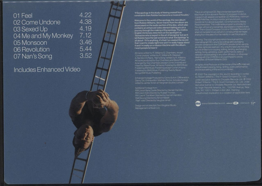 Robbie Williams Escapology Sampler US Promo CD single (CD5 / 5") RWIC5ES238464