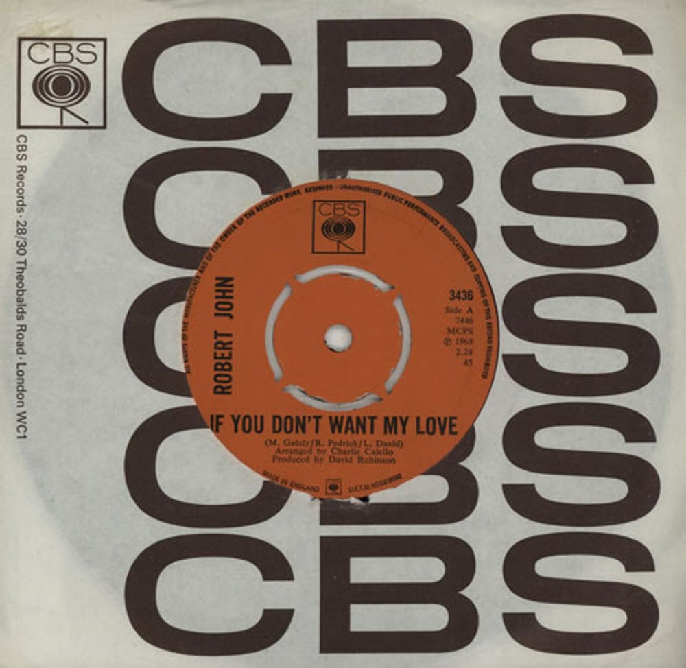 Robert John If You Don't Want My Love UK 7" vinyl single (7 inch record / 45) 3436