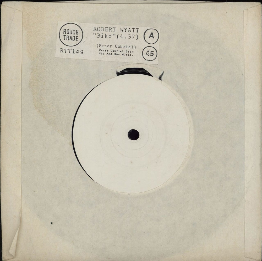 Robert Wyatt Biko / Amber & The Amberines - White label test pressing UK 7" vinyl single (7 inch record / 45) RTT149