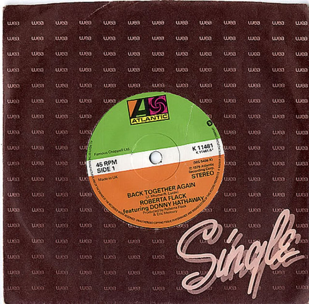 Roberta Flack Back Together Again UK 7" vinyl single (7 inch record / 45) K11481