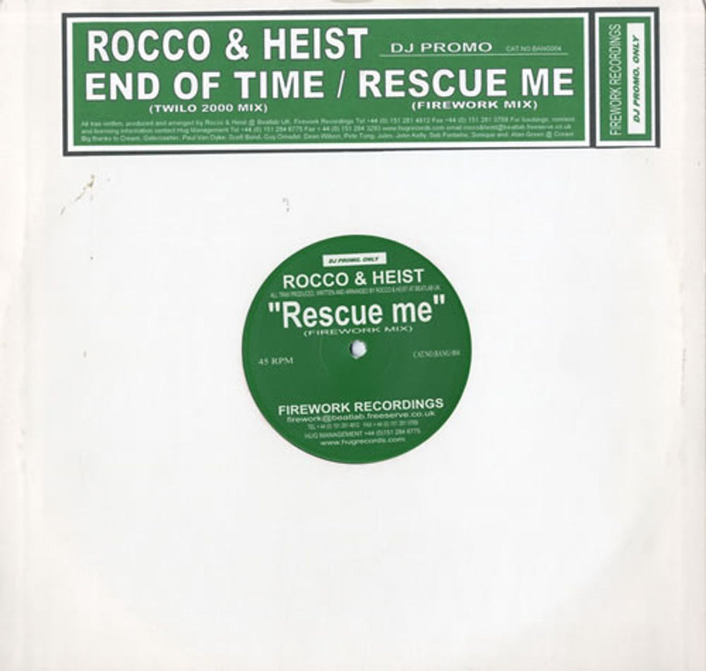 Rocco & Heist End Of Time/Rescue Me UK 12" vinyl single (12 inch record / Maxi-single) BANG004