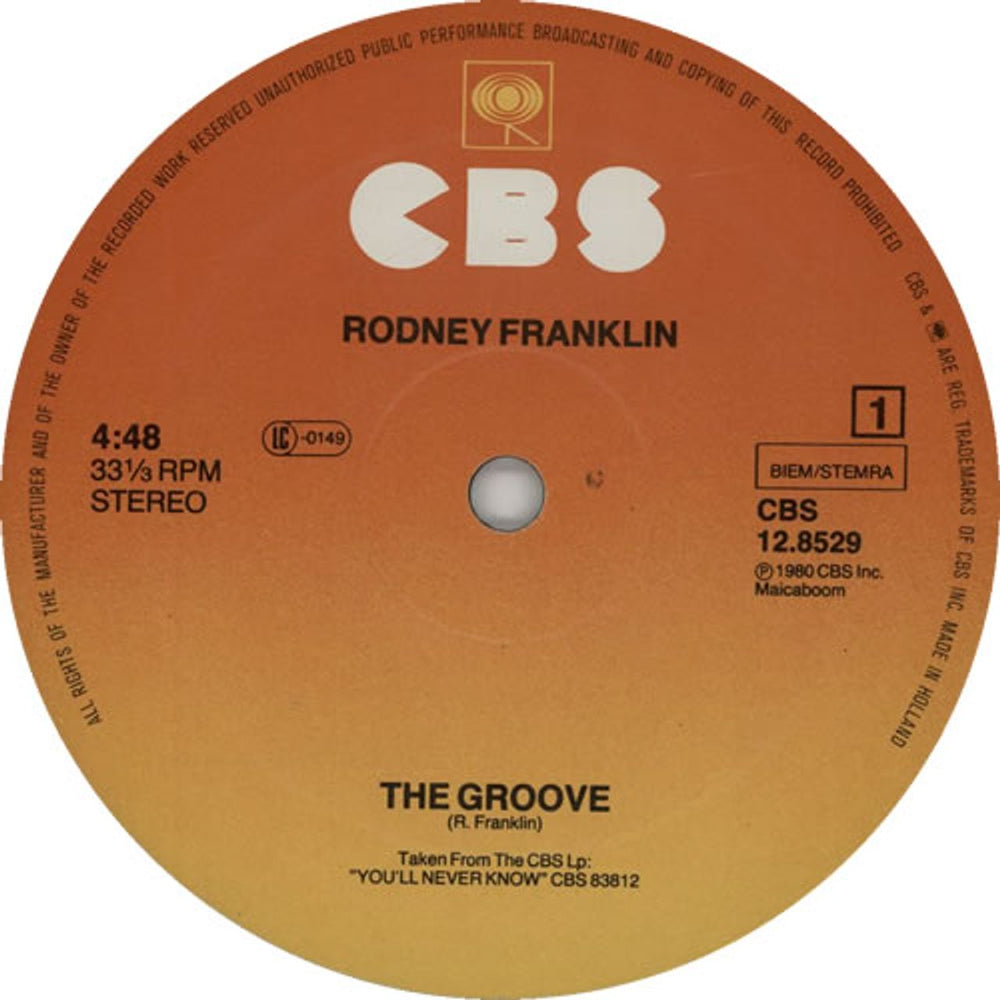 Rodney Franklin The Groove Dutch 12" vinyl single (12 inch record / Maxi-single) CBS12.8529