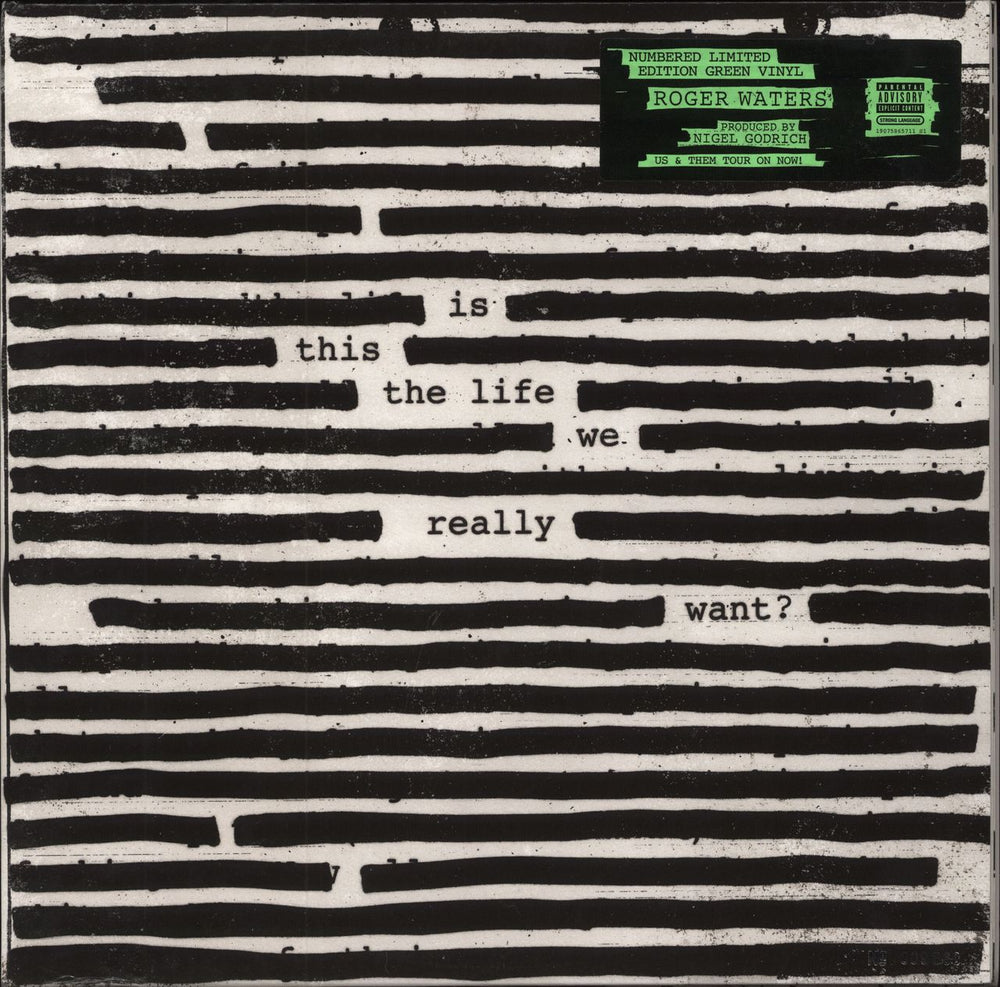 Roger Waters Is This The Life We Really Want? - Green Vinyl + Numbered Sleeve UK 2-LP vinyl record set (Double LP Album) 19075865711