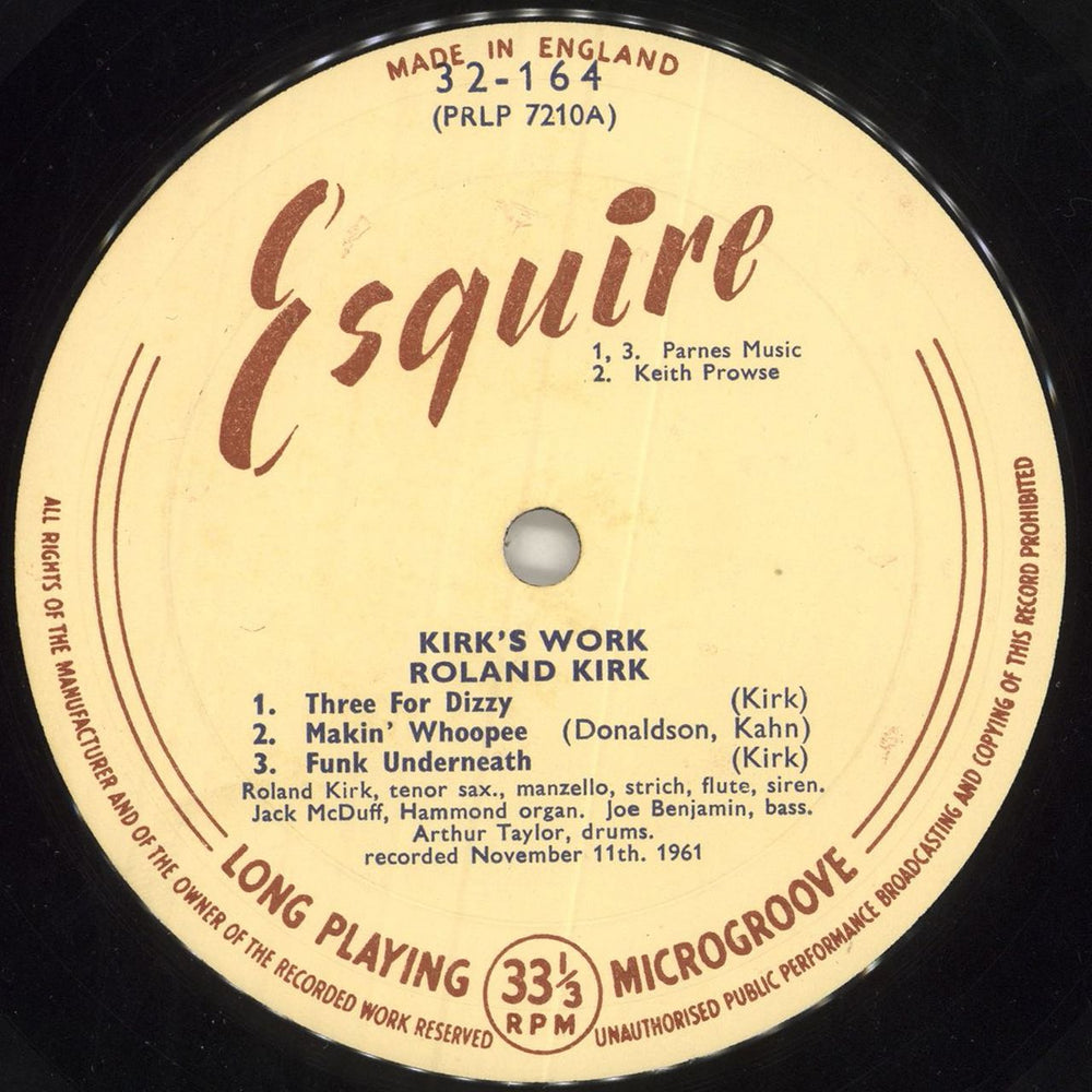 Roland Kirk Kirk's Work UK vinyl LP album (LP record) LKKLPKI594514