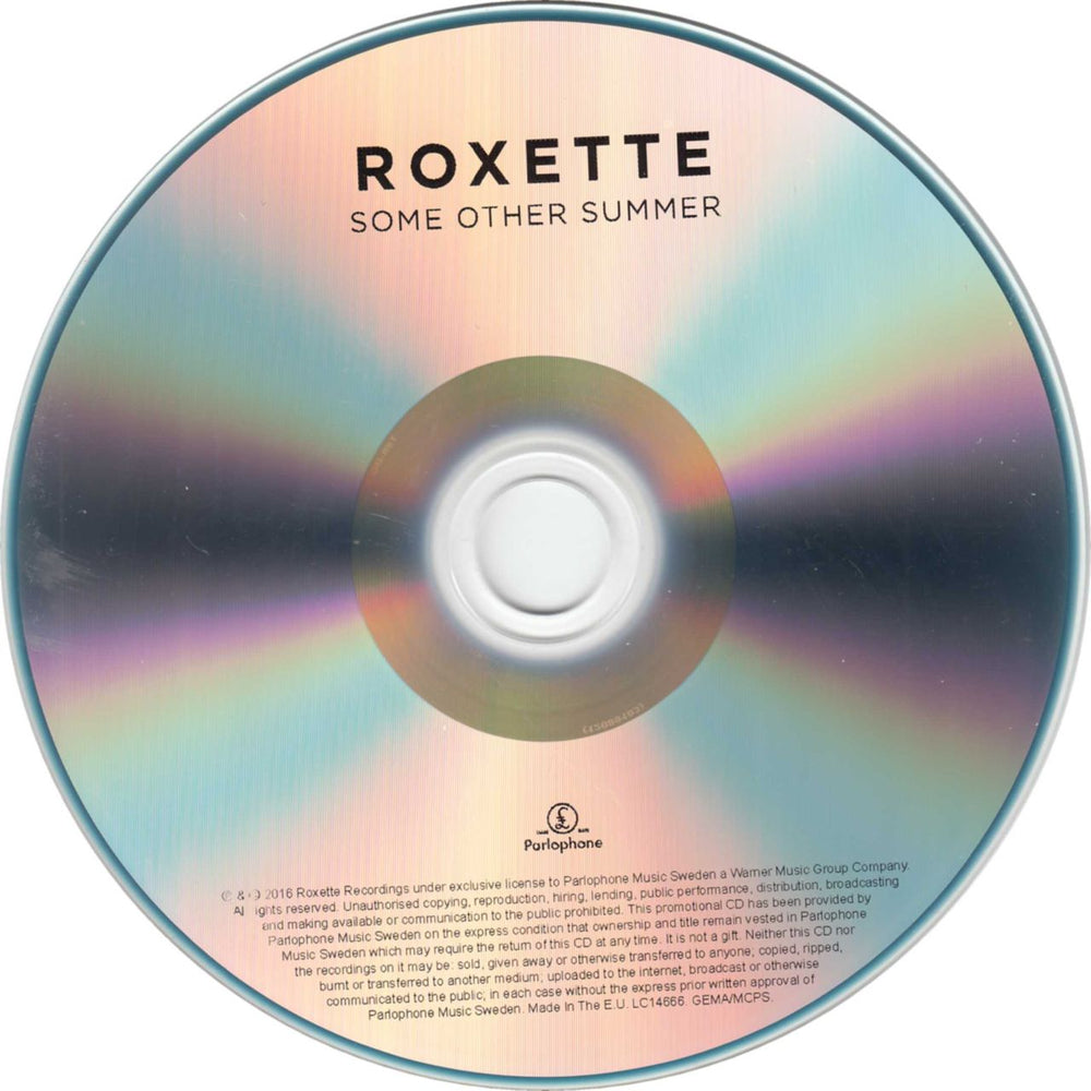 Roxette Some Other Summer UK Promo CD-R acetate