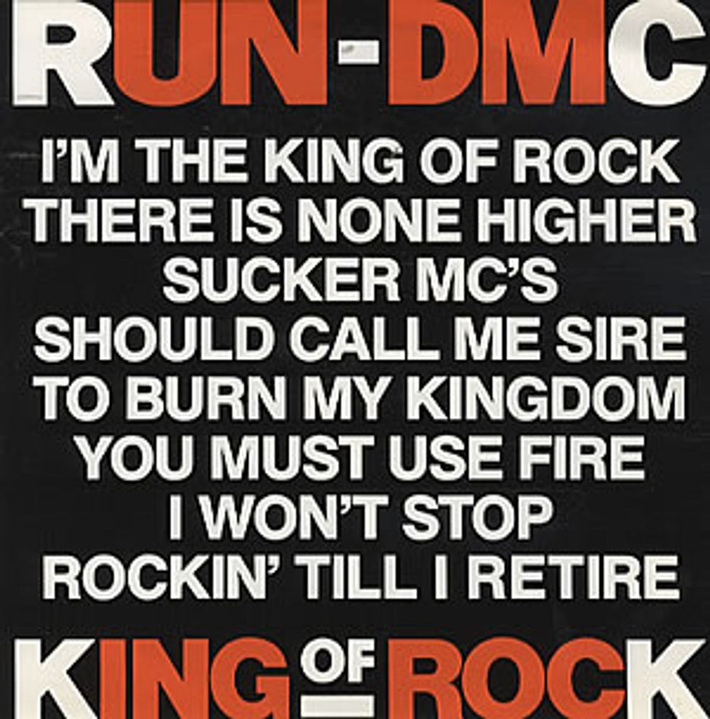 Run DMC King Of Rock UK 7" vinyl single (7 inch record / 45) BRW56