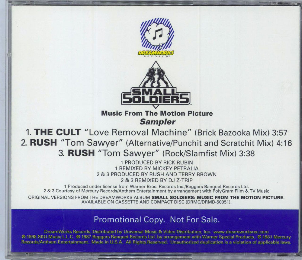 Rush Small Soldiers: Music From The Motion Picture Sampler US Promo CD single (CD5 / 5")