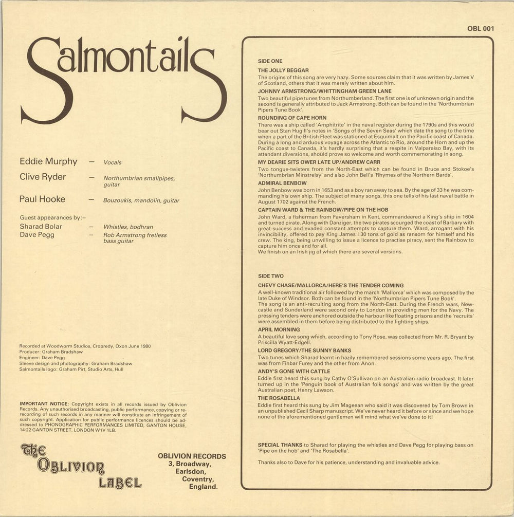 Salmontails Salmontails UK vinyl LP album (LP record)