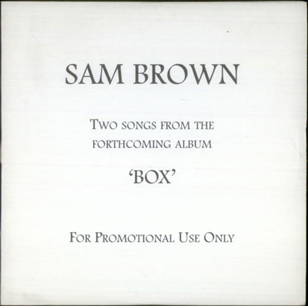 Sam Brown Box - Sampler UK Promo CD single (CD5 / 5") SAM1
