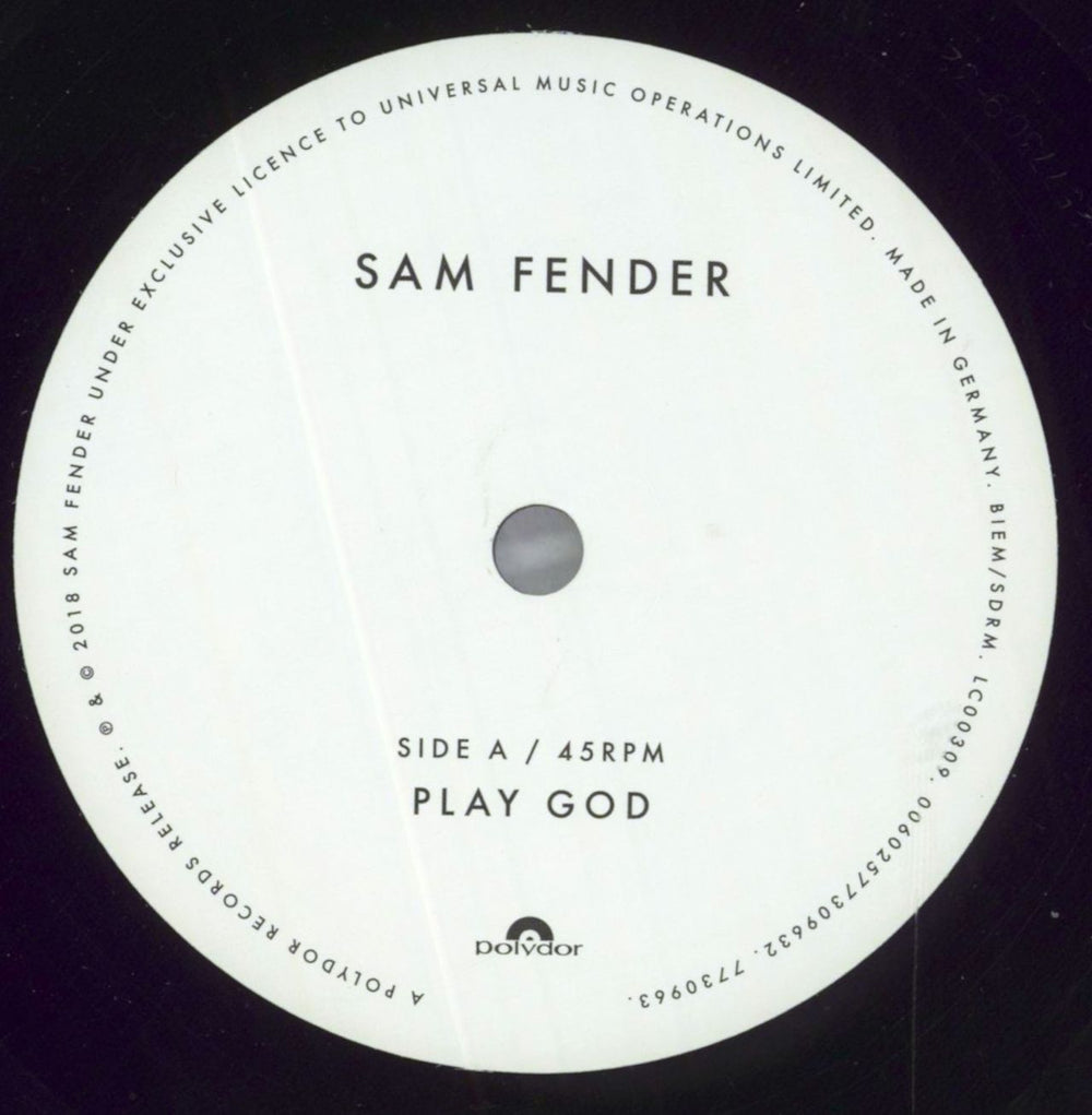 Sam Fender Play God UK 7" vinyl single (7 inch record / 45) 0BN07PL828689