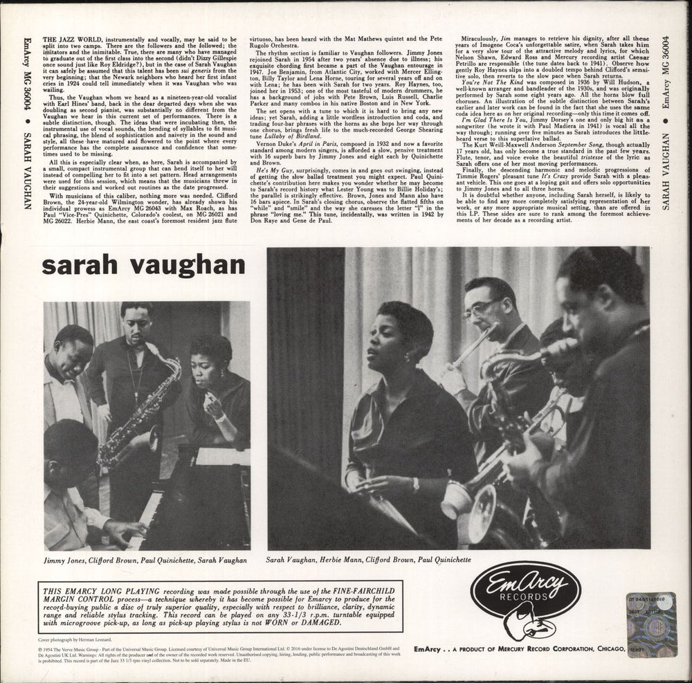 Sarah Vaughan Sarah Vaughan - 180gm Vinyl + Booklet UK vinyl LP album (LP record)