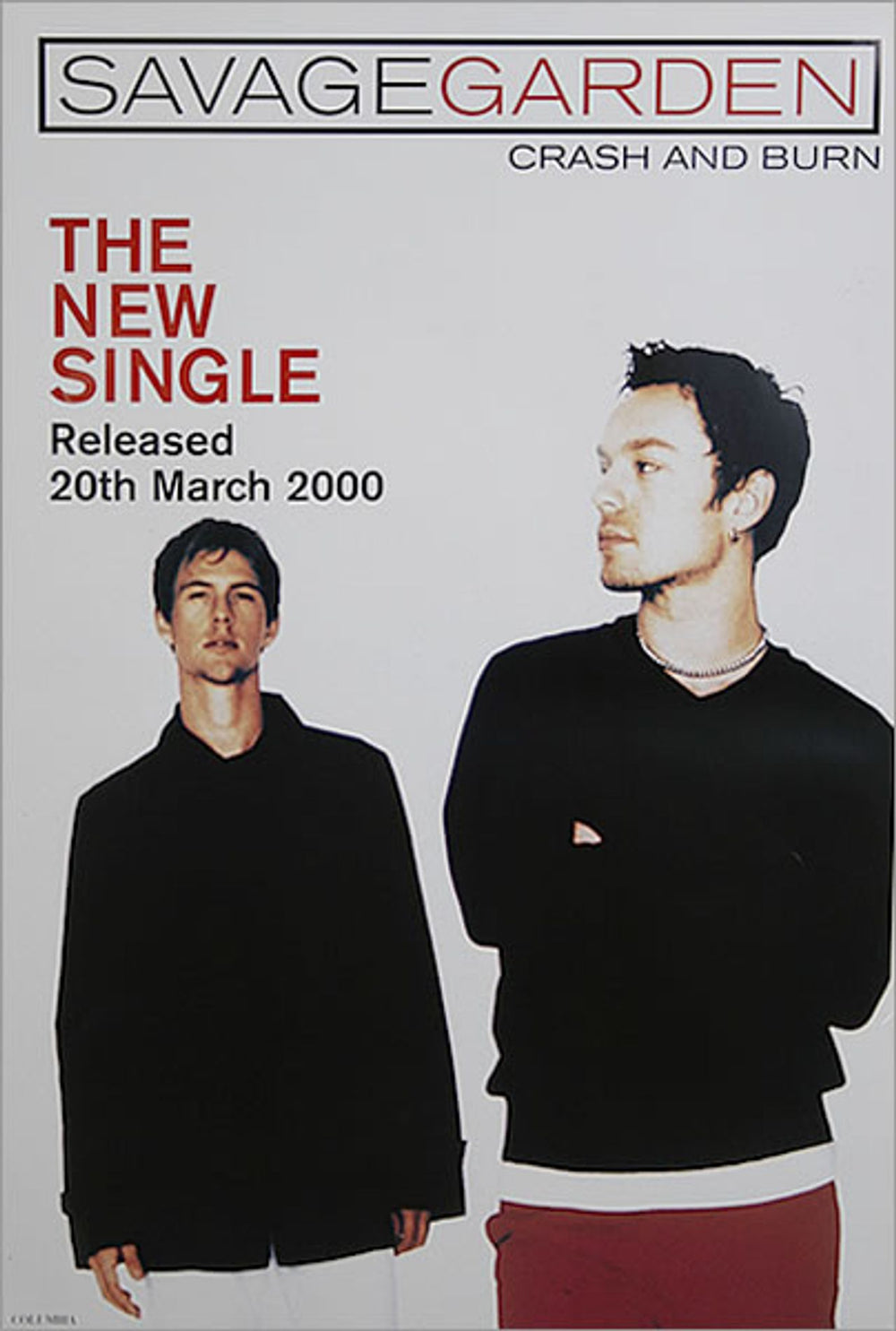 Savage Garden Crash And Burn UK Promo poster INSTORE POSTER