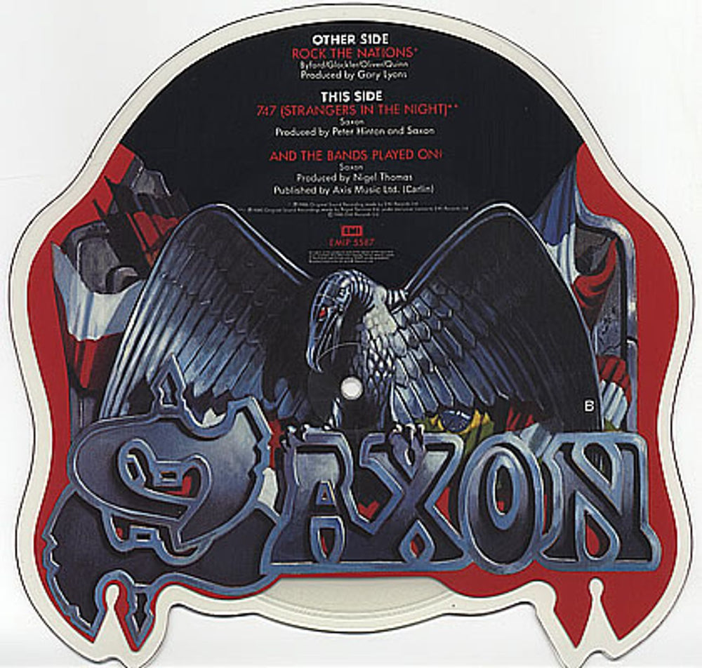 Saxon Rock The Nations UK shaped picture disc (picture disc vinyl record) SAXSHRO19080