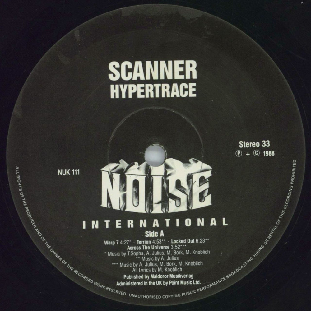 Scanner Hyper Trace UK vinyl LP album (LP record) VCKLPHY573554