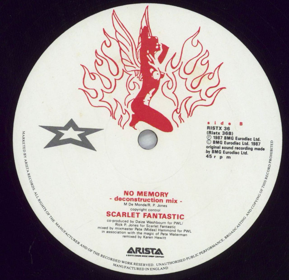 Scarlet Fantastic No Memory - Plain sleeve UK 12" vinyl single (12 inch record / Maxi-single)