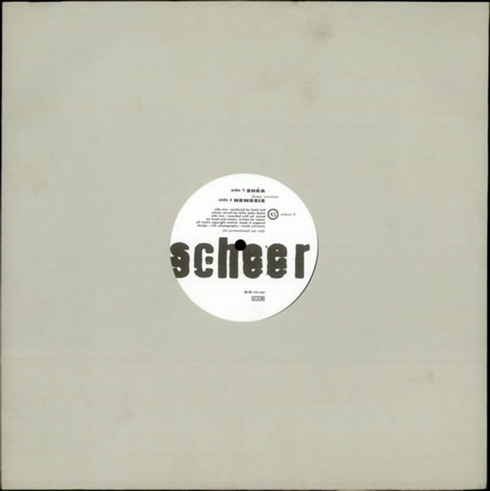 Scheer Shea + Press sheet UK Promo 12" vinyl single (12 inch record / Maxi-single) SCHEER2