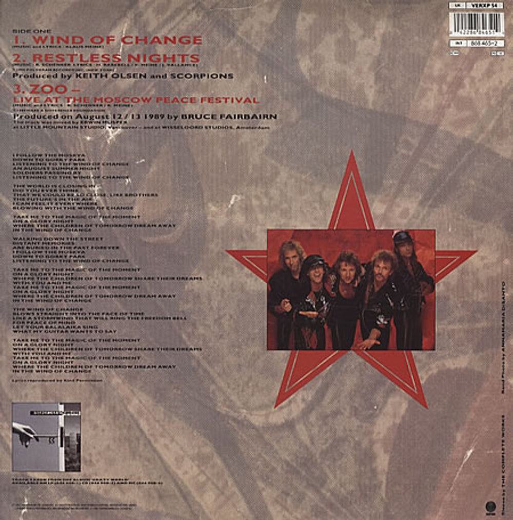 Scorpions Wind Of Change - Red Vinyl UK 12" vinyl single (12 inch record / Maxi-single) SCO12WI44371