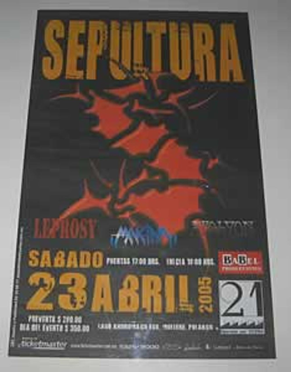 Sepultura Mexico City Concert 2005 Mexican poster POSTER