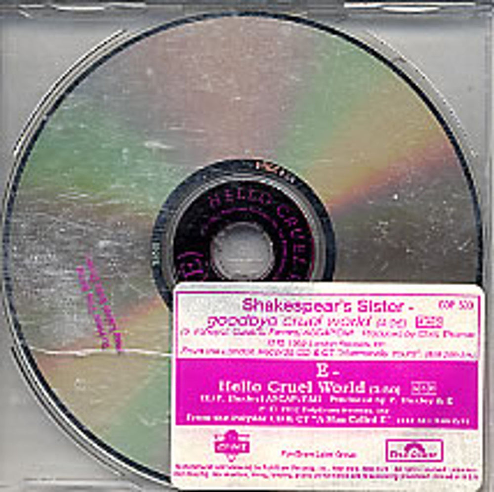 Shakespear's Sister Goodbye Cruel World + Hello Cruel World US Promo CD single (CD5 / 5") CDP533