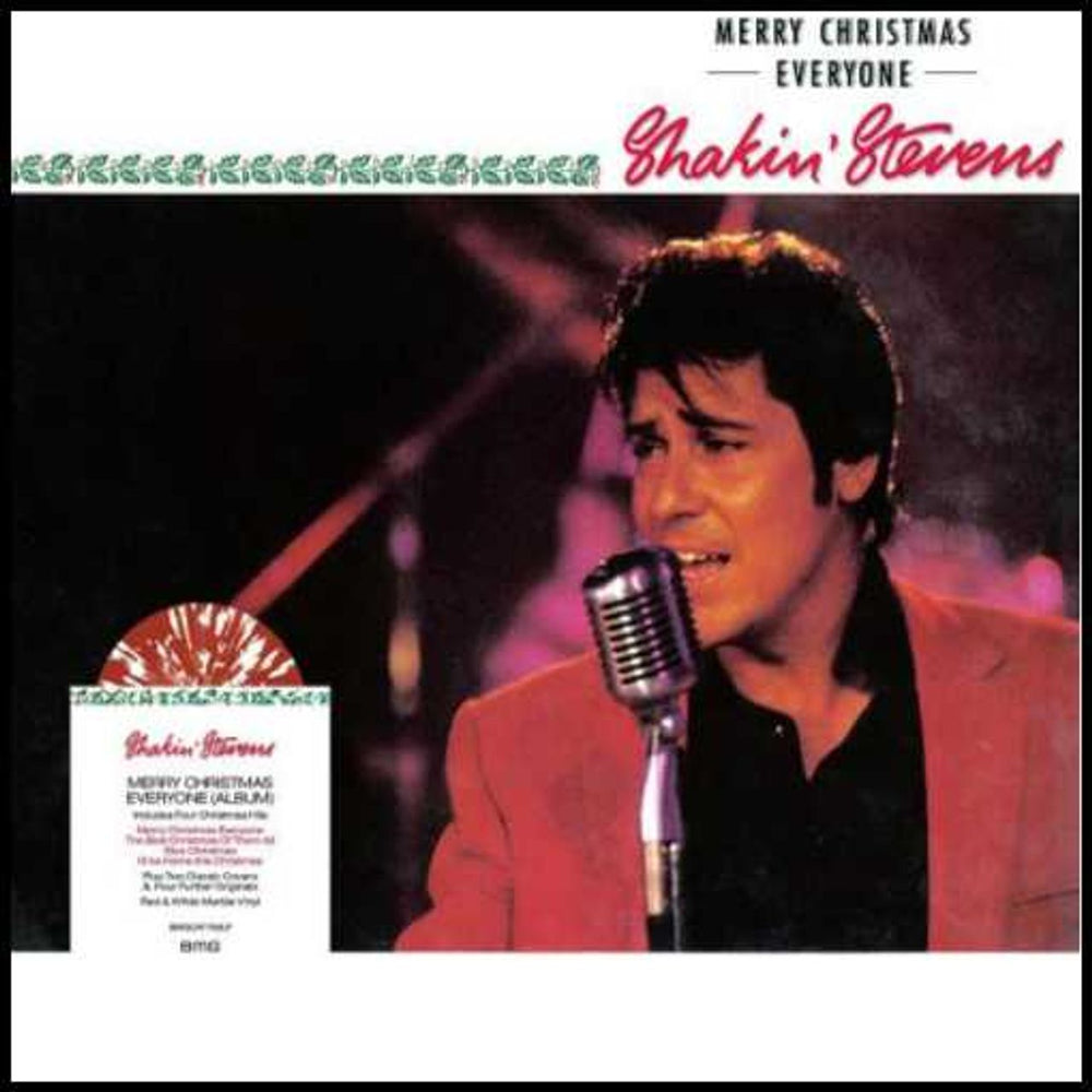 Shakin' Stevens Merry Christmas Everyone - Red & White Marble Vinyl - Sealed UK vinyl LP album (LP record) BMGCAT758LP