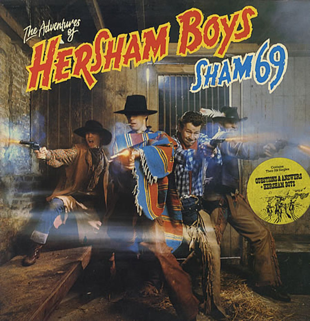 Sham 69 The Adventures Of The Hersham Boys - Hype Sticker UK vinyl LP album (LP record) POLD5025