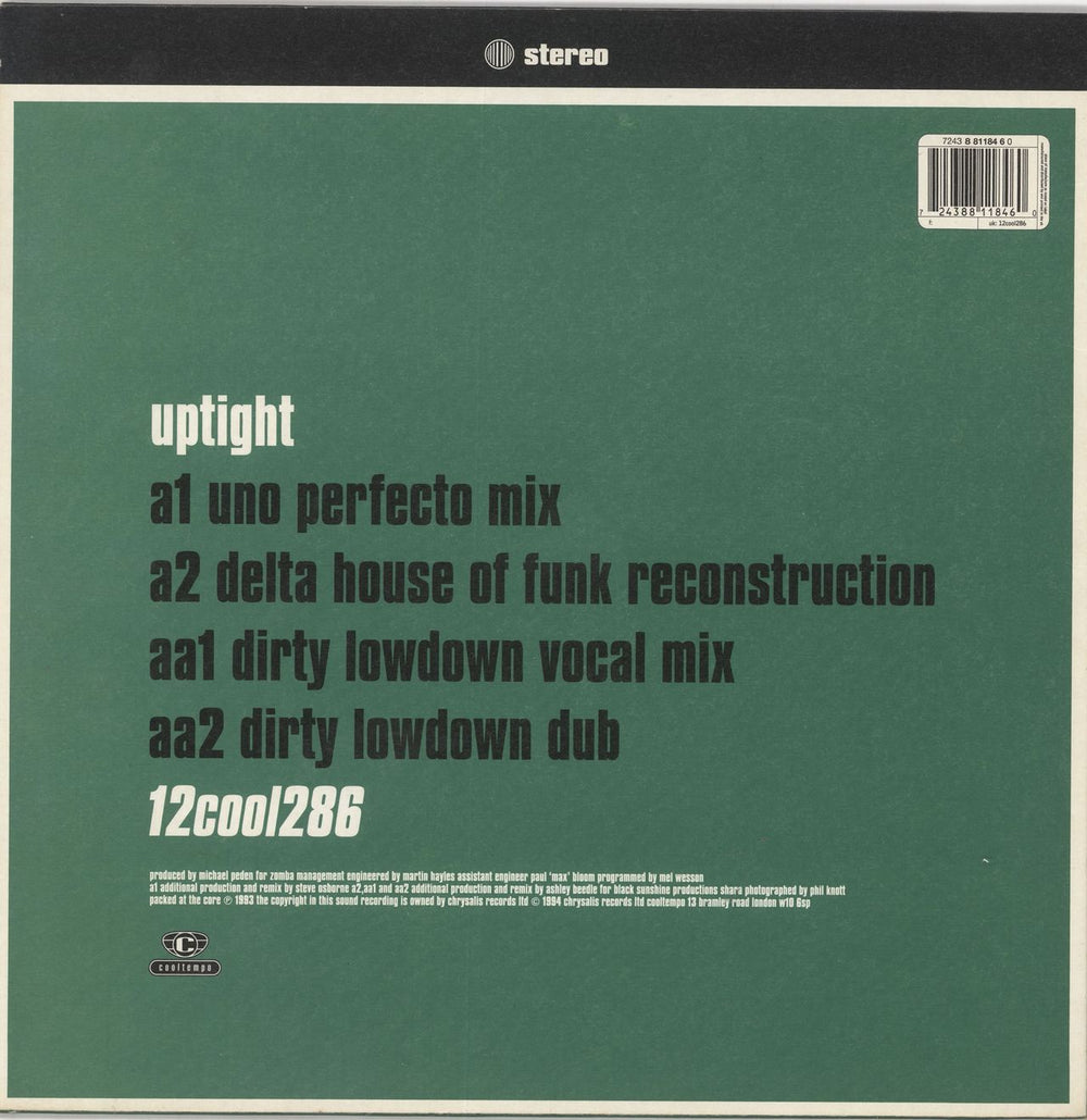 Shara Nelson Uptight UK 12" vinyl single (12 inch record / Maxi-single)