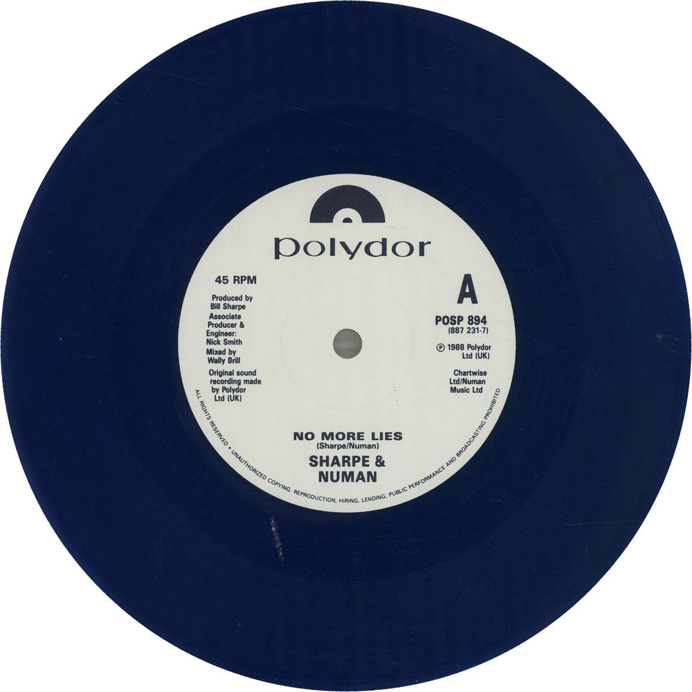 Sharpe & Numan No More Lies - Set of 3 UK 7" vinyl single (7 inch record / 45) Deleted
