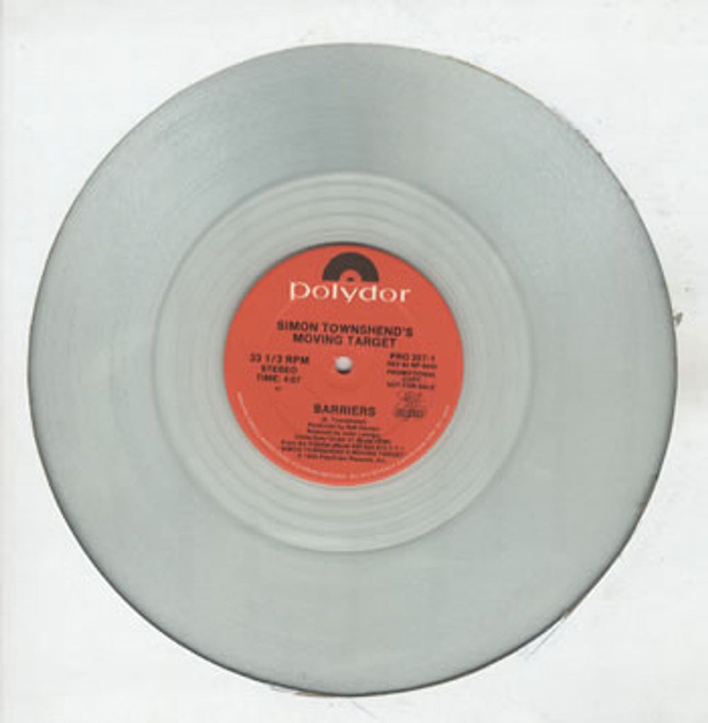 Simon Townshend Barriers - Clear Vinyl US Promo 12" vinyl single (12 inch record / Maxi-single) ITW12BA93221